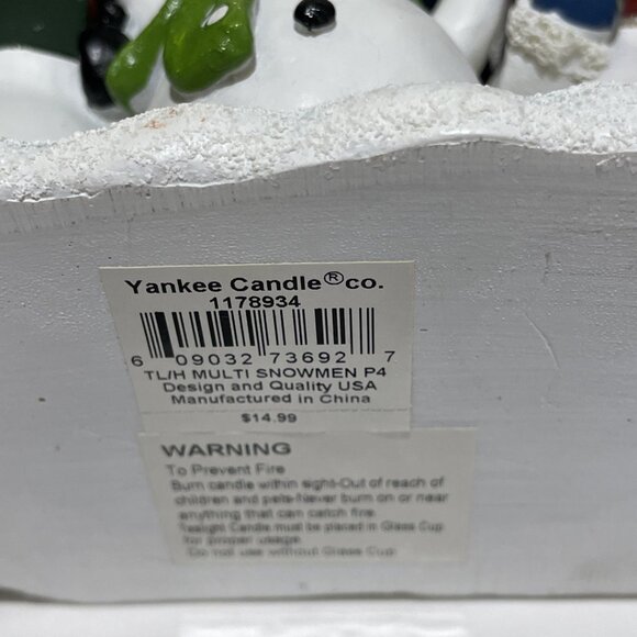 YANKEE CANDLE Multi Snowmen Tea Light Holiday Christmas Joy Love Hope Retired - Picture 8 of 11